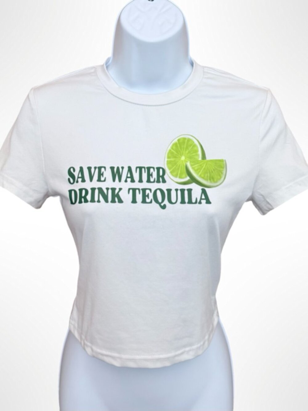 Summer Party Crop Top Save Water Drink Tequila Lime Beach Vacation Surf Rocker